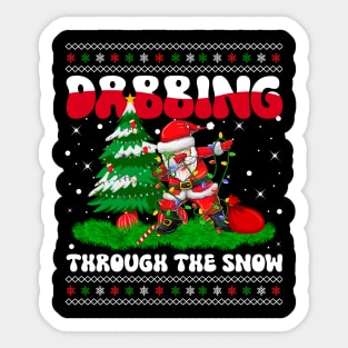 Dabbing Through The Snow Dabbing Santa Christmas Lights Sticker